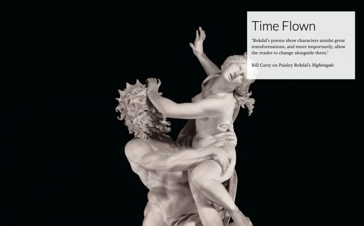 Bernini's sculpture, The Rape of Proserpina, stands against a black background.