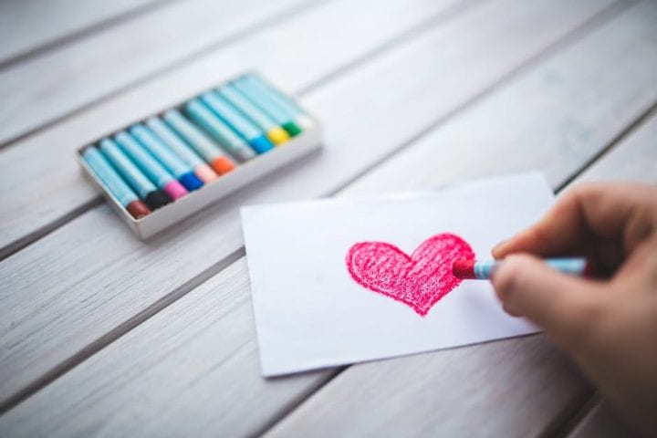 pastel-drawn heart